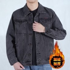 批发加绒牛仔外套男宽松大码夹克2024冬装新款男装牛仔衣保暖褂子男潮