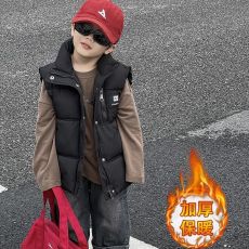批发2024新款<b class='q'>冬</b>季男孩中大童羽绒棉马甲秋<b class='q'>冬</b>加厚男童立领坎肩无袖马夹