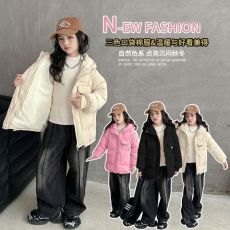 批发中大女童<b class='q'>冬</b>季棉服2024新款儿童羽绒棉服女孩小棉袄中大童免洗外套