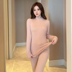 批发羊毛<b class='q'>桑蚕丝</b>德绒发热衣中领冬女士保暖内衣套装女秋衣秋裤打底衫