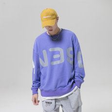 批发实拍美式潮牌圆领卫衣男秋冬纯棉宽松高街<b class='q'>嘻哈</b>套头上衣