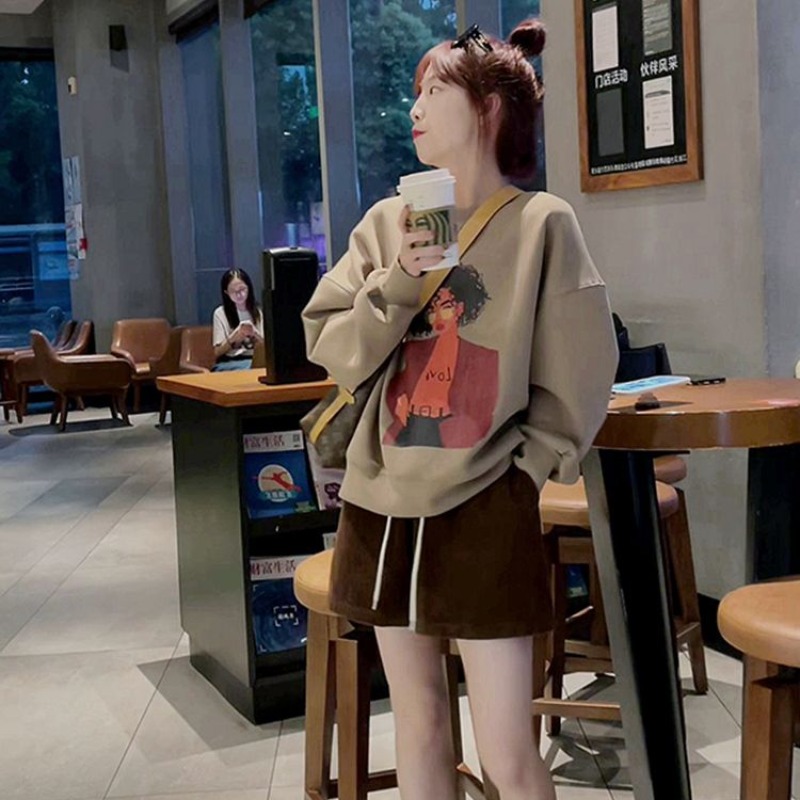 PF28576#华棉复合秋冬装卫衣女印花女裝貨源服裝批發