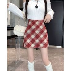 批发毛呢格子半身裙女秋冬装新款气质小个子<b class='q'>短裙</b><b class='q'>高腰</b>包臀裙显瘦A字裙