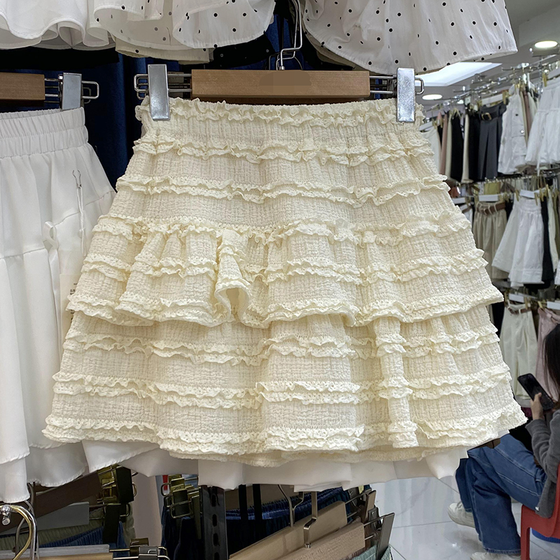 PF28881#法式芭蕾风蛋糕裙女甜美风高腰显瘦A字裙半身裙短裙女裝貨源服裝批發