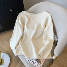 批发实拍 法式重工钉珠羊毛针织打底衫女秋<b class='q'>冬</b>小香风毛衣洋气小上衣