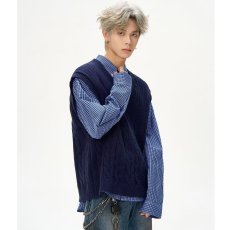 批发美式复古慵懒<b class='q'>风</b>蓝色格纹格子衬衫衬衣男女宽松潮牌秋外套