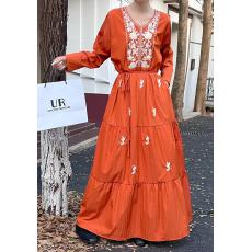 批发实拍胖mm宽松民族度假风刺绣<b class='q'>大码</b>过膝<b class='q'>连衣裙</b><b class='q'>女</b>