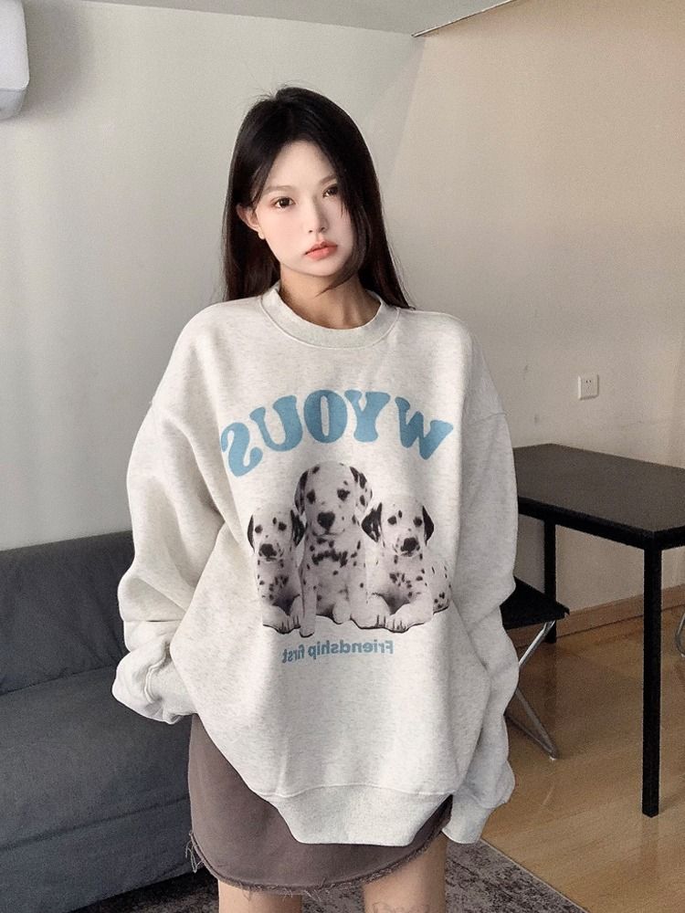 PF28573# 华棉复合秋冬装卫衣女印花女裝貨源服裝批發