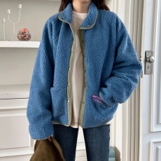 批发韩版冬季颗粒绒棉服两面穿小众夹克羊羔毛<b class='q'>休闲</b>懒惰风百搭外套女潮