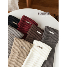 批发米白色<b class='q'>袜套</b>女款秋冬靴袜小腿袜堆堆袜金属标中筒保暖腿套女针织