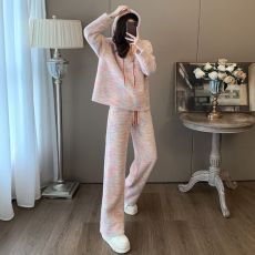 批发现货慵懒风休闲运动套装女秋季宽松连帽卫衣<b class='q'>高腰</b>阔腿裤两件套#886