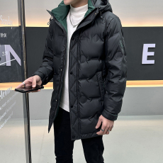 批发冬季男款白鸭绒外套中长羽绒服男士休闲保暖防寒羽绒连帽外套