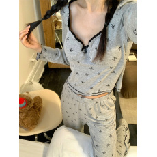 批发实拍  法式复古蝴蝶结高级感莫代尔带胸垫家居服睡衣套装