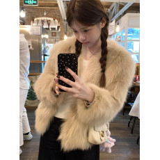 批发实拍 仿狐狸毛环保皮草短款长袖外套<b class='q'>上衣</b>