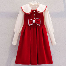 批发拜年服女童红色<b class='q'>马甲</b><b class='q'>背心</b>裙套装冬季过年公主裙子<b class='q'>儿童</b>女孩新年战袍