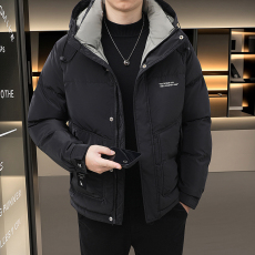 批发24年冬季羽绒服男士白鸭绒短款加厚保暖修身潮流外套百搭休闲连帽