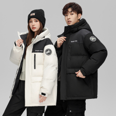 批发24年国标90白鸭绒冬季短款羽绒服男女情侣款加厚连帽外套潮流<b class='q'>时尚</b>