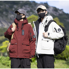 批发24冬季冲锋衣羽绒服加厚情侣款户外白鸭绒羽绒<b class='q'>时尚</b>保暖休闲简约男