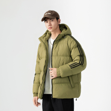 批发24年男羽绒棉服三条杠棉服连帽棉袄保暖防寒棉服休闲潮男面包服