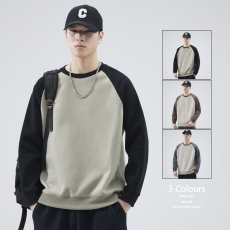 批发2025春季新款男士翻领长袖秋冬新款重磅卫衣圆领无帽