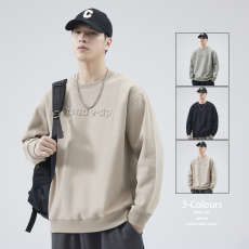 批发2024年秋季潮男翻领长袖秋冬新款字母钢印卫衣男