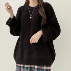 批发实货 韩国chic早春<b class='q'>毛衣</b>宽松慵懒纯色基础款百搭套头上衣