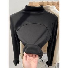 批发高弹罗纹德绒 半高领加绒打底衫女秋冬保暖长袖<b class='q'>t</b><b class='q'>恤</b>上衣女