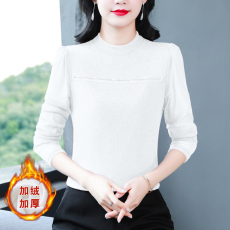 批发实拍蕾丝打底衫新款秋冬时尚加绒加厚洋气显瘦女装内搭简约上衣女