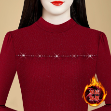 批发实拍2026秋冬季女装新款加厚加绒<b class='q'>蕾丝衫</b>女士上衣半高领保暖打底衫