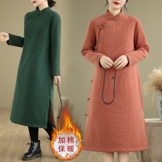 批发实拍2025冬季复古中式旗袍棉服