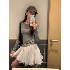 批发pusumede <b class='q'>白色</b>a字蓬蓬裙半身裙女减龄高腰显瘦设计感不规则短<b class='q'>裙子</b>