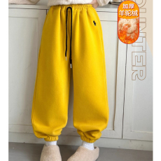 批发<b class='q'>女</b>童<b class='q'>加</b>绒<b class='q'>卫</b>裤秋冬款<b class='q'>女</b>大童时髦洋气加厚羊驼绒运动裤冬季儿<b class='q'>童裤</b>子