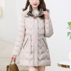 批发免洗棉服连帽2025冬季棉袄新款时尚修身中长款棉衣外套百搭女