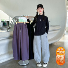 批发<b class='q'>女</b><b class='q'>童裤</b>子加绒秋冬款2025新款<b class='q'>女</b>大童冬装长裤冬季儿童休闲卫裤加厚