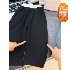 批发女童加绒裤子秋冬款2025新款<b class='q'>儿童</b>运动弯刀裤女大童卫裤童装阔腿裤