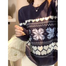 实拍实价 复古费尔曼岛软糯提花百搭毛衣