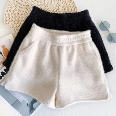 批发原版做法量大价优~水貂绒可爱宽松显瘦秋冬毛绒百搭a字阔腿短裤