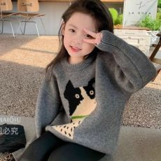 批发女童秋<b class='q'>冬</b>毛衣韩版新款儿童中大童洋气加厚针织衫女孩百搭潮