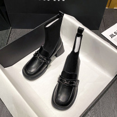 批发冬季新款袜靴<b class='q'>女</b>针织弹力靴粗跟厚底短靴货号