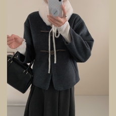 批发实拍 经典百搭双面尼 保暖外套 配可拆卸毛领