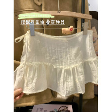 批发实拍实价 新款韩系刺绣小花绑带<b class='q'>棉麻</b>超甜叠穿神器小屁帘