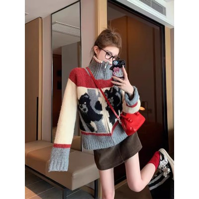 PF28816#毛衣外套女秋冬加厚洋气减龄软糯慵懒风外穿针织开衫半身裙套装女裝貨源服裝批發