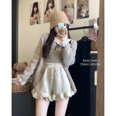 批发实拍实价~羊羔绒短裤女装冬季高腰设计感保暖宽松<b class='q'>休闲</b>裤毛绒<b class='q'>热裤</b>