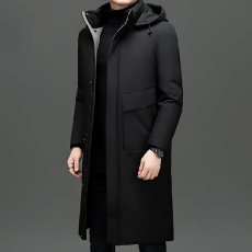 批发男装连帽长款棉衣男冬季新款加厚保暖大衣过膝羽绒棉服上衣外套潮