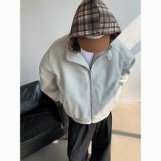 批发网图 美式复古假两件格子连帽棉服女男2024冬季潮牌小众夹棉外套