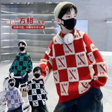 批发男童<b class='q'>春</b>秋季时尚毛衣新款儿童2024洋气大童针织衫潮款帅气拼色圆领