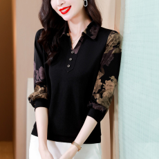 批发实拍针织长袖t恤女士早春2026年新款假两件妈妈时尚洋气小衫上衣