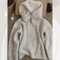 批发奈由由秋冬新款长袖连帽打底针织衫上衣<b class='q'>韩版</b>漂亮慵懒风毛衣外套女