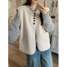 批发实拍实价韩系叠穿百搭羊羔毛马甲外套女休闲<b class='q'>宽松</b>皮毛一体坎肩上衣