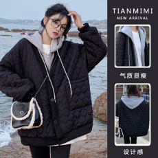 批发现  孕妇冬装加厚夹丝羽绒棉服拼接假两件休闲棉服外套